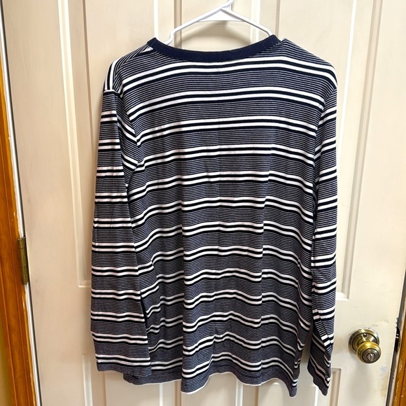 Lands End Navy Blue  and White Striped Long Sleeve Tee size 2X - Picture 2 of 8